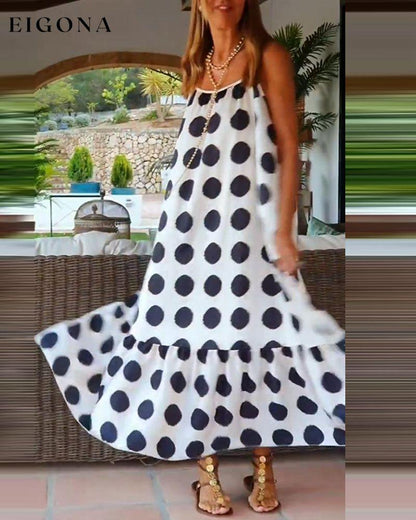 Polka dot print long cami dress casual dresses spring summer