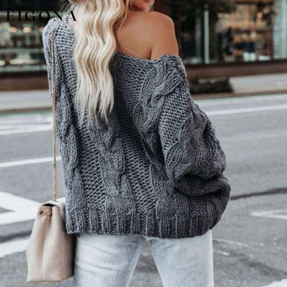 Women's loose knitted sweaters European and American round neck fashionable pullover sweaters Grey clothes sweater sweaters top Tops