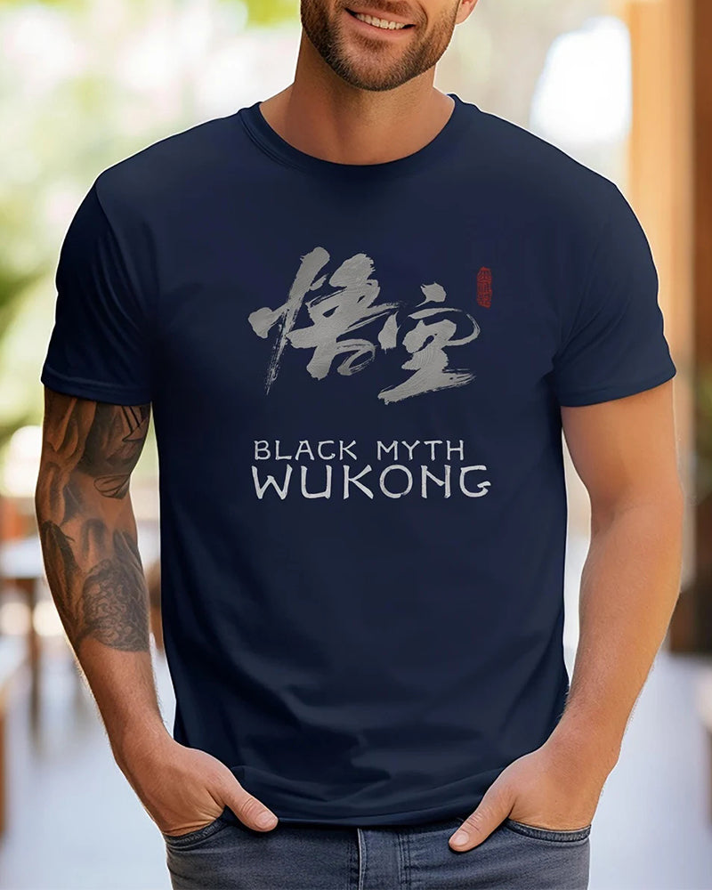 Men's "Black Myth Wukong" Printed Crew Neck Short Sleeve T-Shirt 2024 f/w Games spring summer t-shirts man