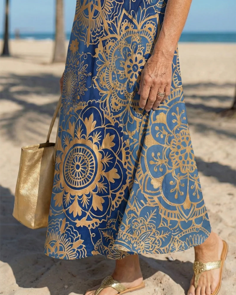 Mandala Print Sleeveless Casual Dress