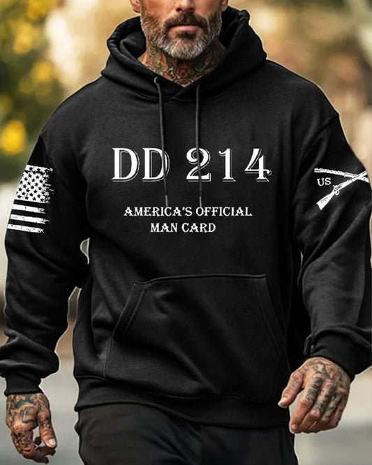 Men's DD214 America Official Man Card Casual Print Hoodie 2024 f/w hoodies man Veterans Day