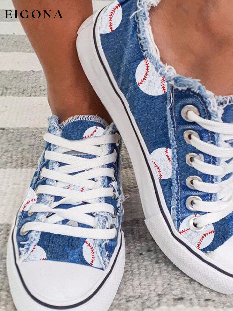 Baseball Print Casual Canvas Shoes ball print