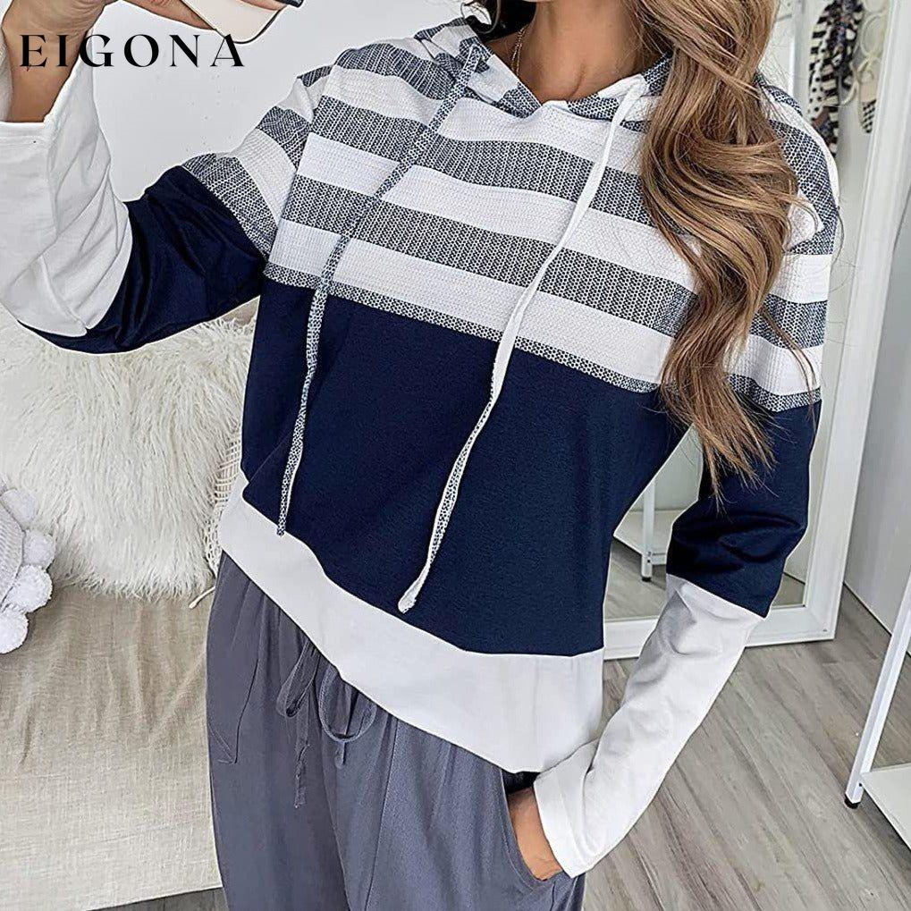 Women Long Sleeve Striped Color Block Casual Hoodies __stock:500 clothes refund_fee:1200 tops