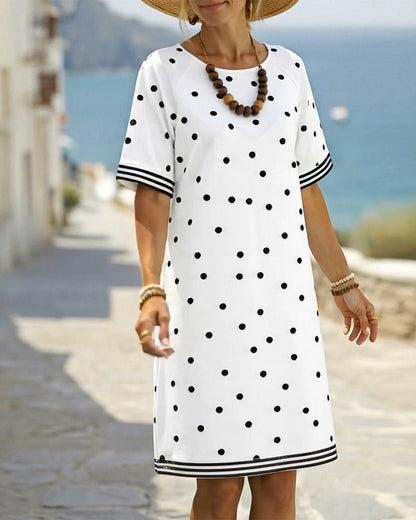 Polka Dot Stripe Shift Dress