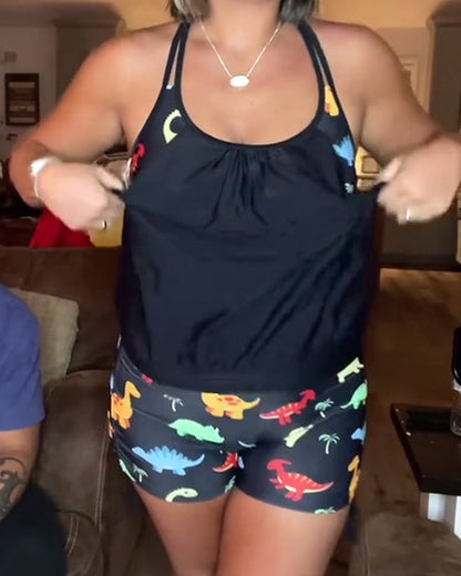 Dinosaur Print Two-Piece Swimsuit