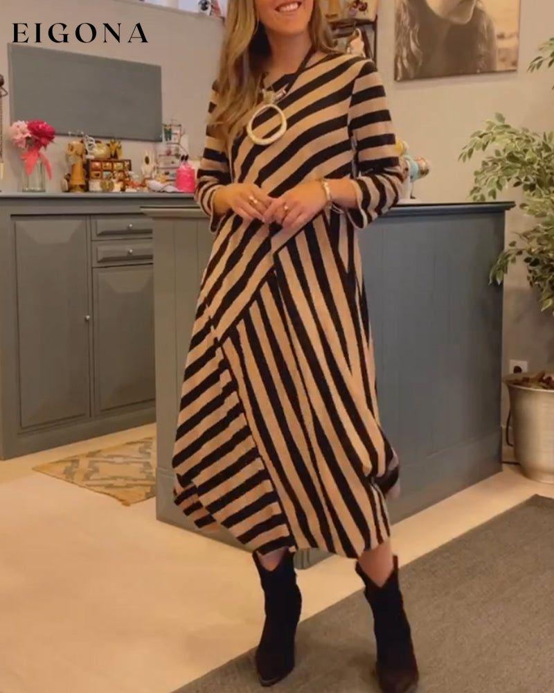 Striped Loose Casual Dress 2023 f/w 23BF casual dresses Clothes Dresses spring