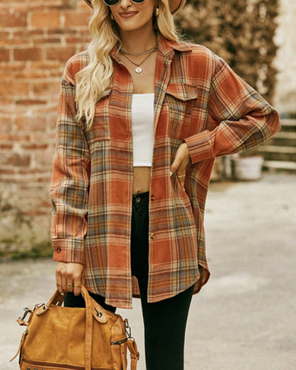 Lapel Fashion Plaid Print Shirt