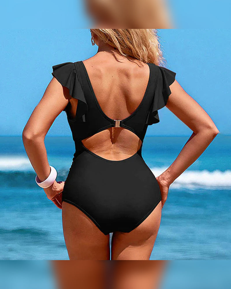 Sexy Ruffled One-Piece Swimsuit – Ruffle Detail, Tummy Control & Vibrant Colors