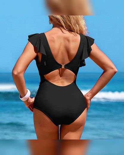 Sexy Ruffled One-Piece Swimsuit – Ruffle Detail, Tummy Control & Vibrant Colors