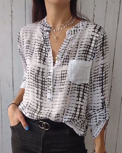 Casual pockets and pleated blouses blouse&shirts