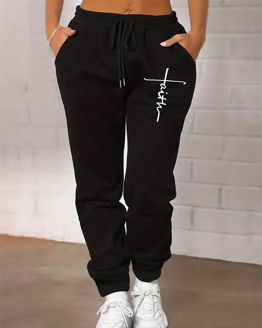 Lettering print drawstring sweatpants 2024 f/w pants spring