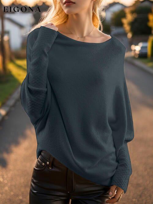 Texture Round Neck Long Sleeve Sweater clothes Ship From Overseas Y.X