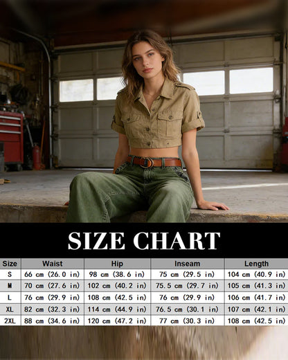 Multi-Button Washed Loose Jeans