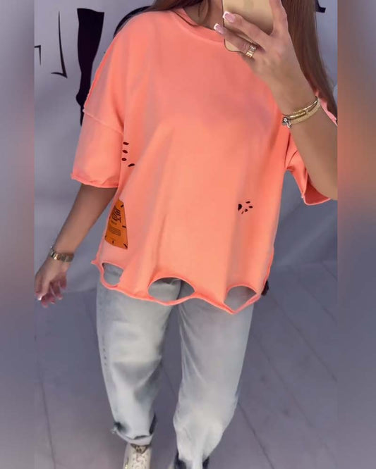 Fashion Ripped Short-Sleeved T-Shirt