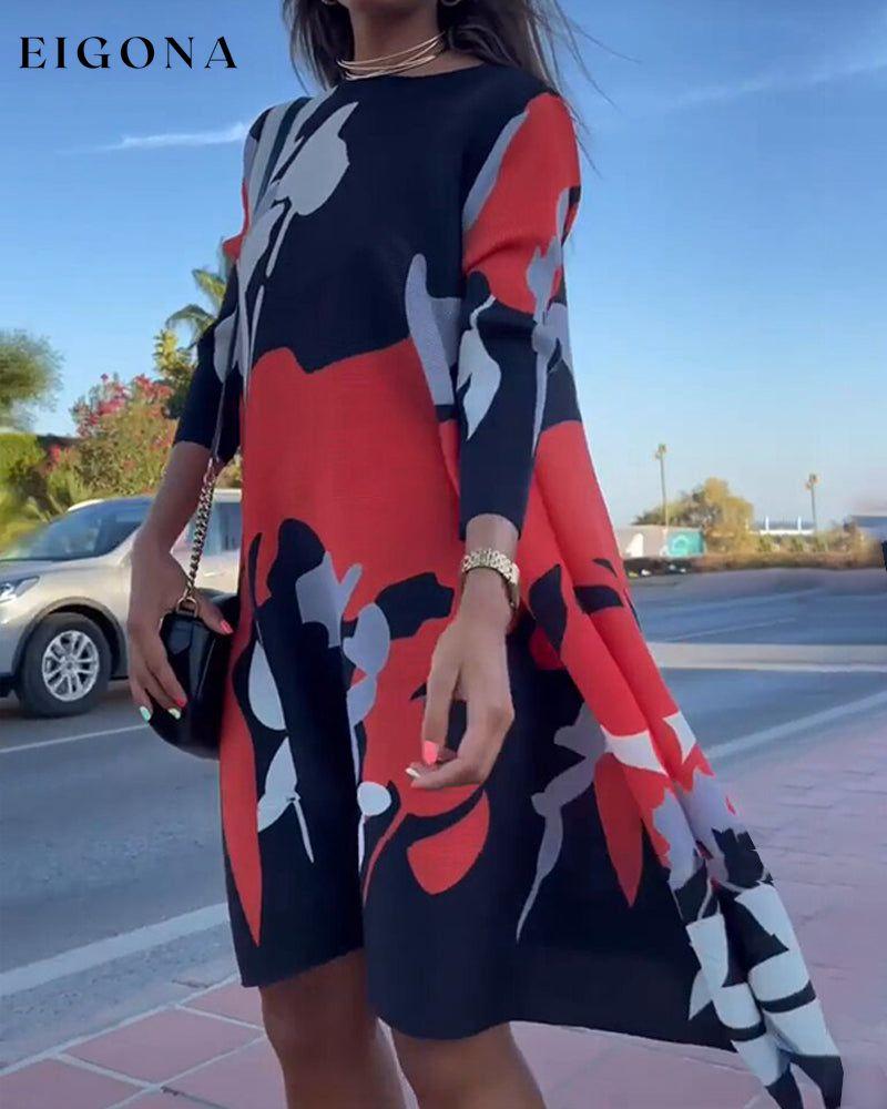 Asymmetrical Hem Round Neck Dress 2023 F/W 23BF Casual Dresses Clothes Dresses Spring vacation dresses