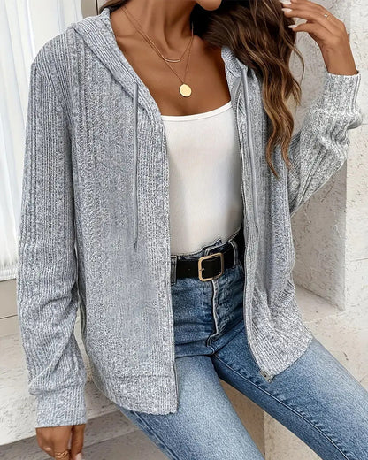 Casual Zip-Up Hooded Sweatshirt