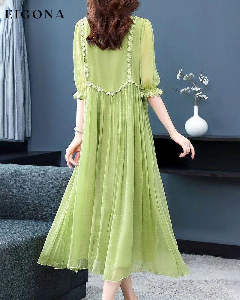 Elegant solid color dress with puff sleeves casual dresses spring summer