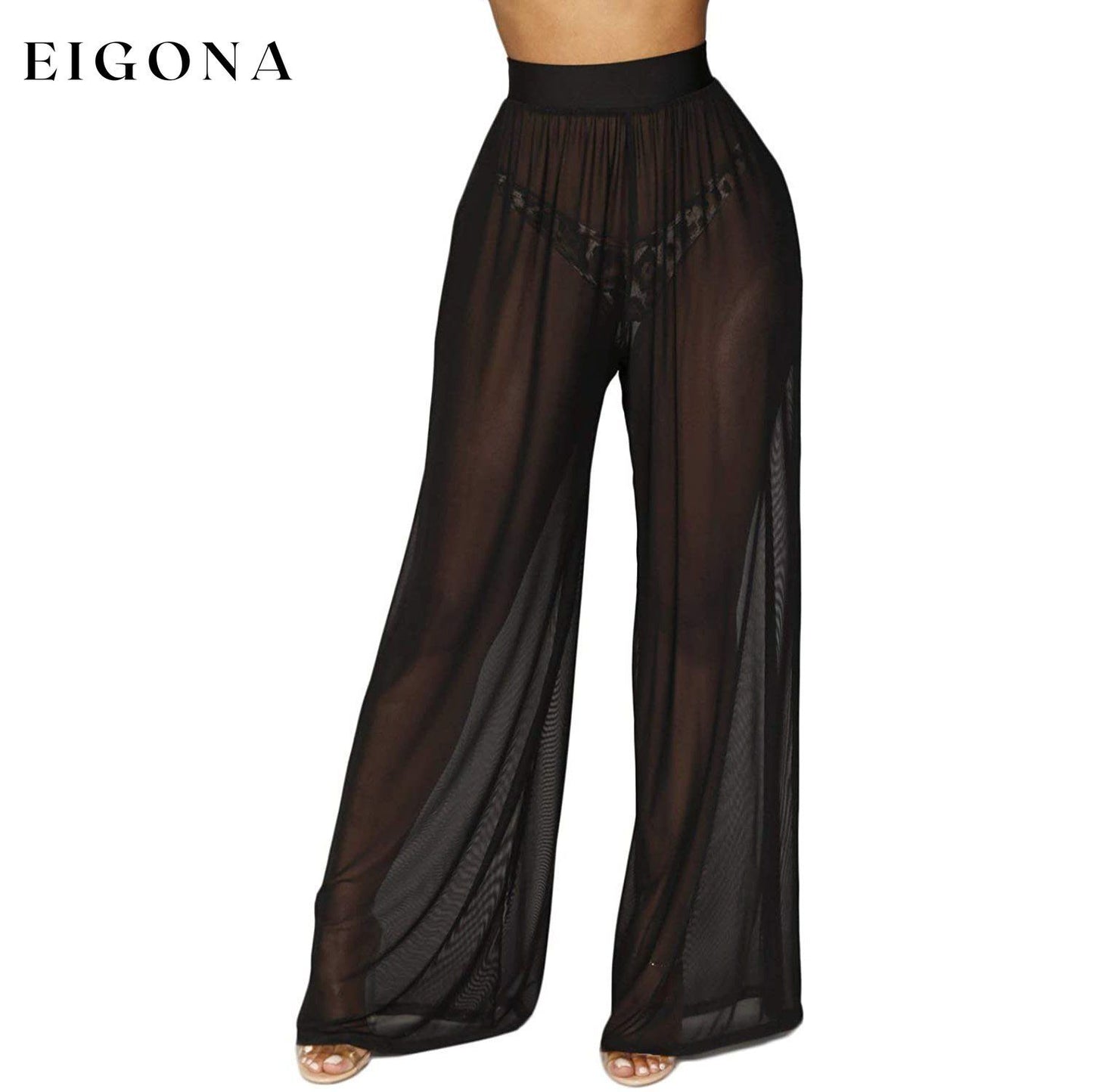 Awoscut Women See Through Sheer Mesh Pants Black __stock:500 bottoms refund_fee:800