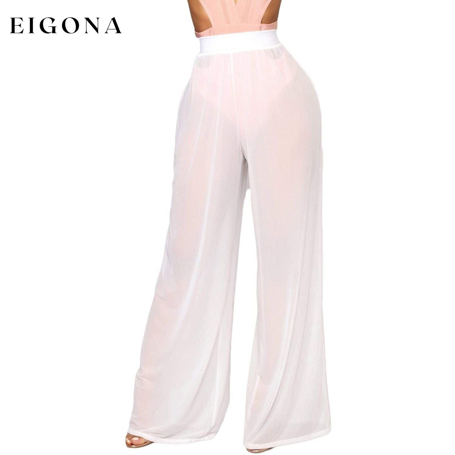 Awoscut Women See Through Sheer Mesh Pants White __stock:500 bottoms refund_fee:800