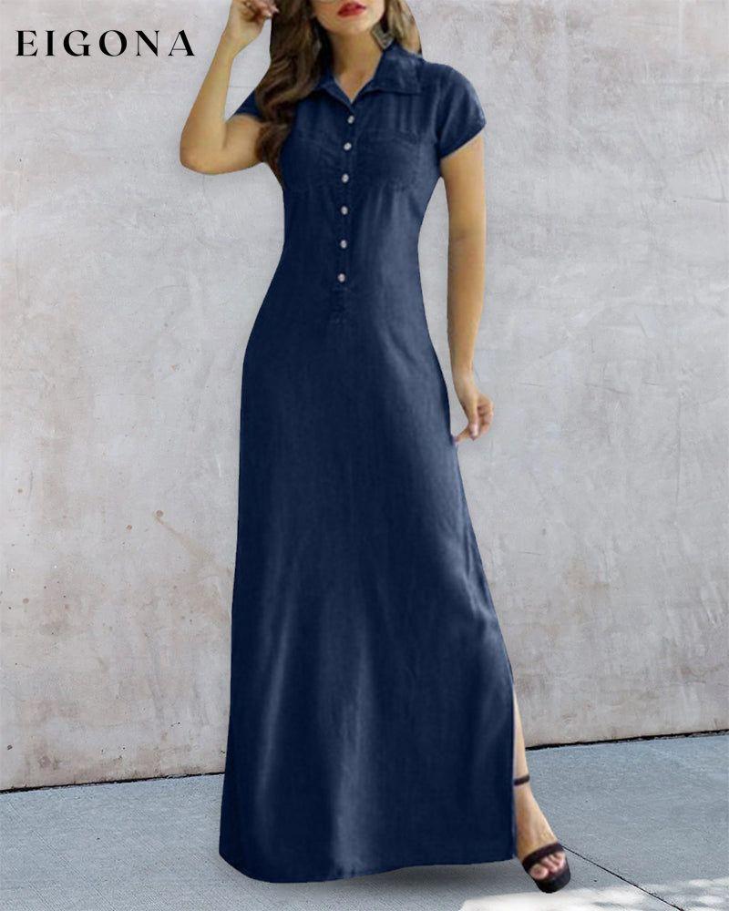 Faux Denim Dress Navy Blue 23BF Casual Dresses Clothes Dresses Spring Summer