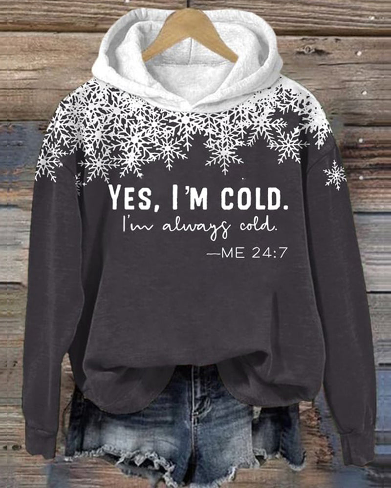 Women's Christmas I'm cold print hoodie 2024 f/w christmas hoodies & sweatshirts women's christmas