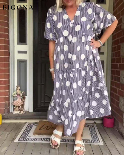 Vintage Polka Dot Long Dress casual dresses spring summer