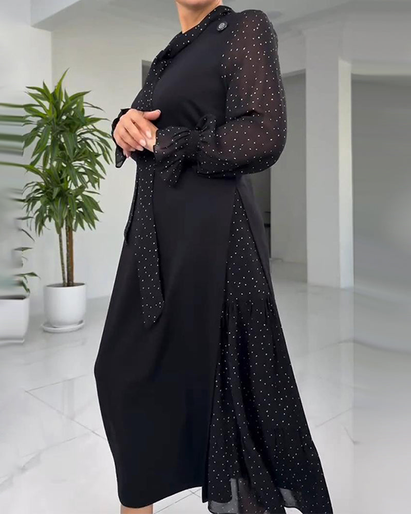 Faux Two-Piece Lace Ribbon Patchwork Dress