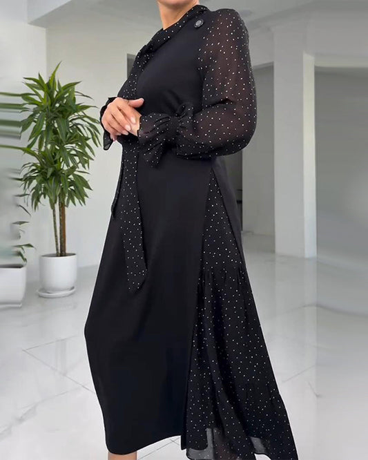 Faux Two-Piece Lace Ribbon Patchwork Dress