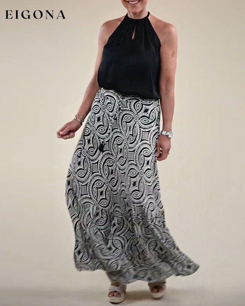 Retro printed elegant skirt skirts spring summer