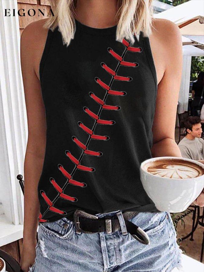 Retro Baseball Lace Print Tank Top