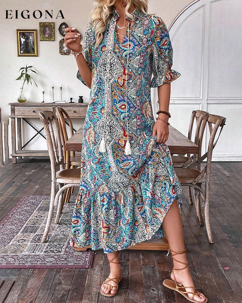 Elegant half-sleeve dress with paisley print casual dresses spring summer