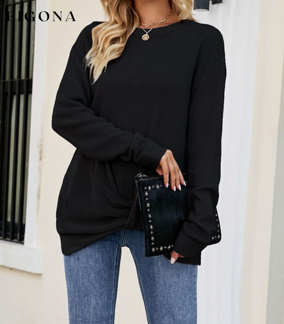 Twisted Round Neck Sweater Black clothes Drizzle long sleeve Ship From Overseas sweaters Sweatshirt