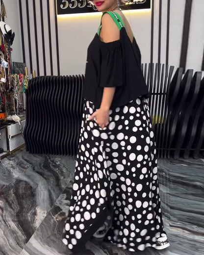 Casual Suspender Polka Dot Patchwork Dress