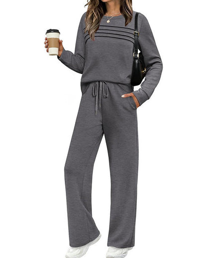 Women's Crewneck Top and Drawstring Pants Set