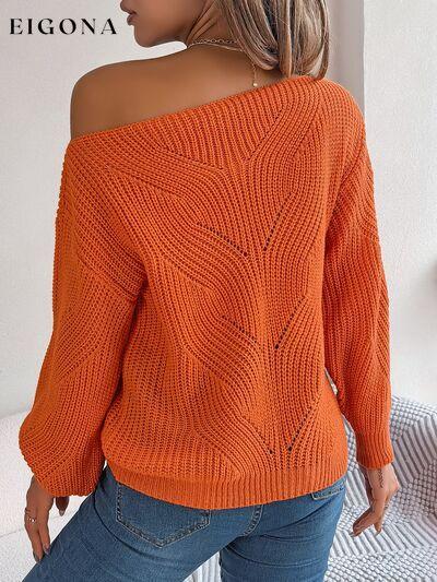 Openwork Off The Shoulder Long Sleeve Sweater B.J.S clothes Ship From Overseas Sweater sweaters Sweatshirt