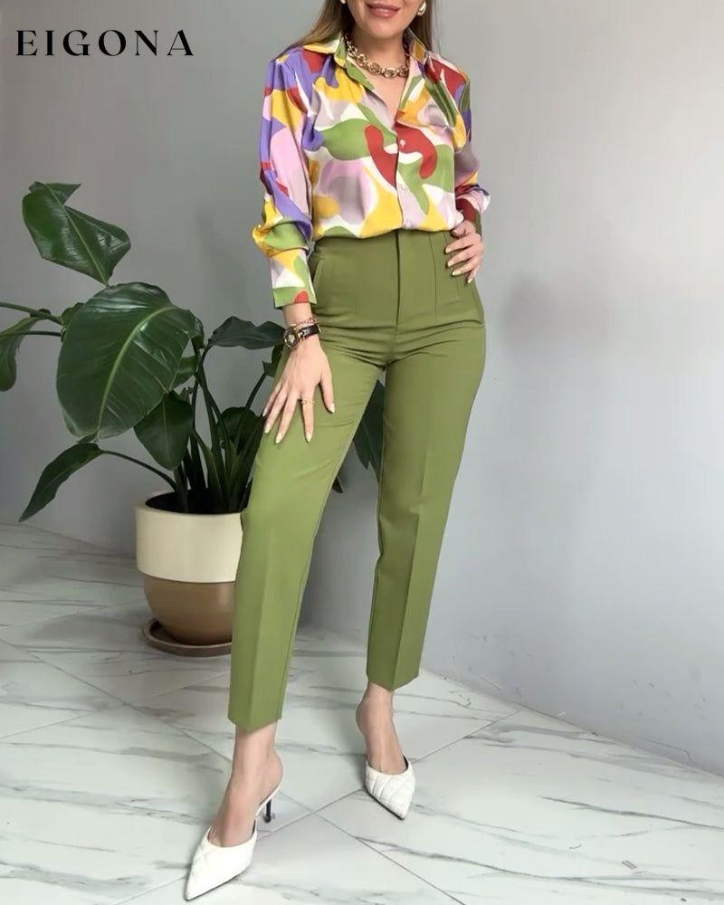 Colorful Lapel Printed Vacation Shirt blouses & shirts spring summer