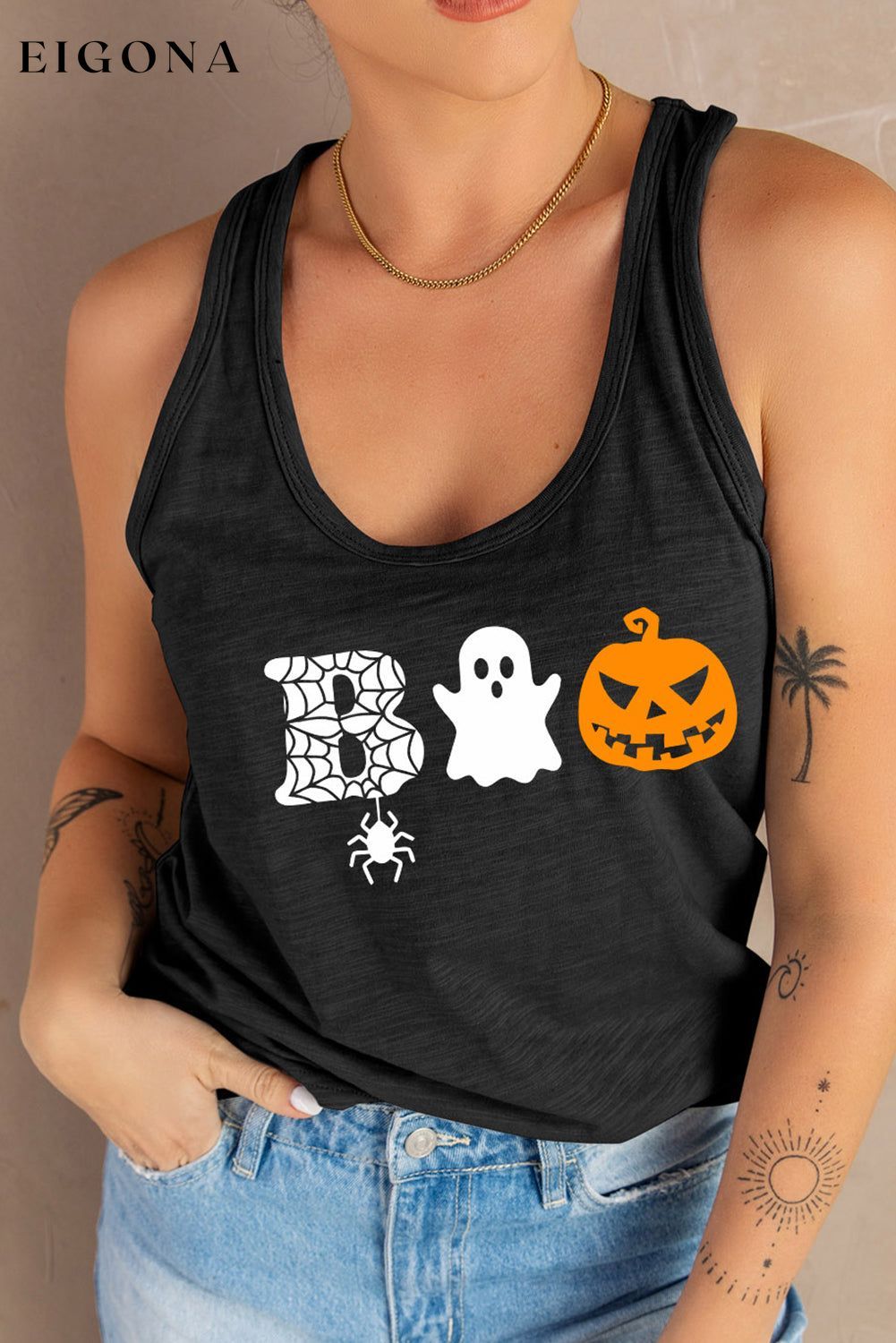 Round Neck BOO Graphic Tank Top clothes Ship From Overseas SYNZ trend