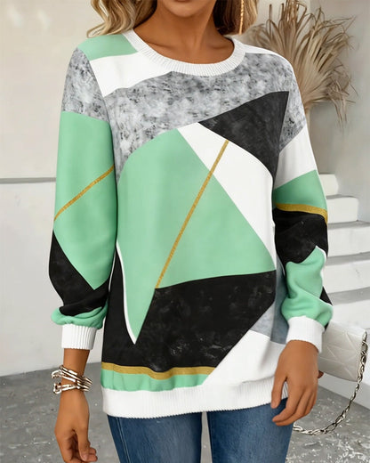 Fashionable Round Neck Printed Sweatshirt