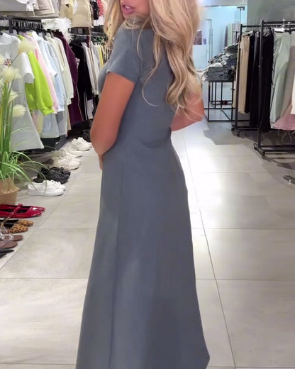 Polo Collar Casual Waist A-Line Dress