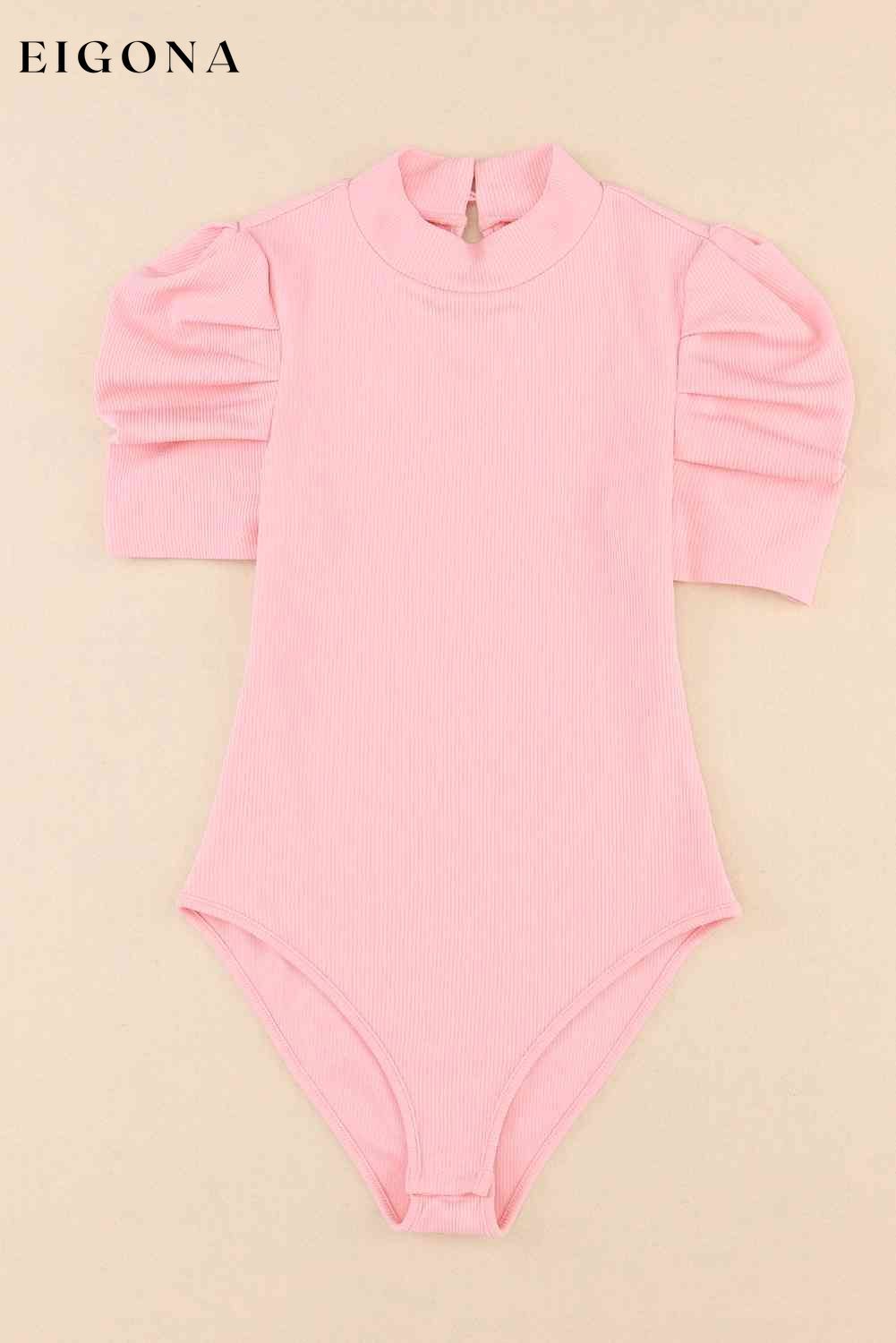 Mock Neck Puff Sleeve Bodysuit clothes Ship From Overseas SYNZ