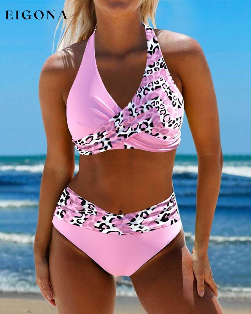 Halterneck leopard patchwork print bikini Bikinis summer