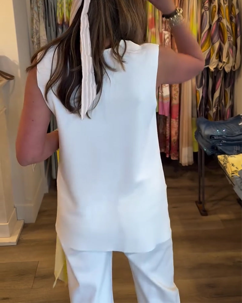 V-Neck Sleeveless Solid Tank Top