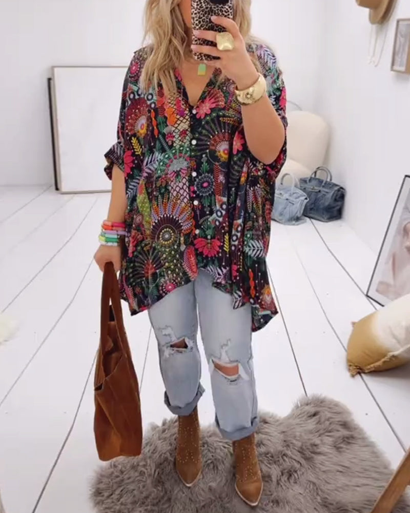 Loose Fashion Printed Blouse