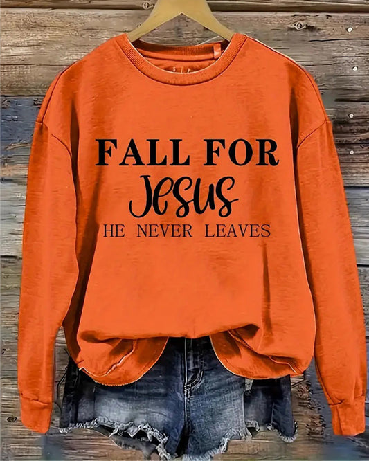 Fall For Jesus Letter Print Sweatshirt 2024 f/w sweatshirts thanksgiving