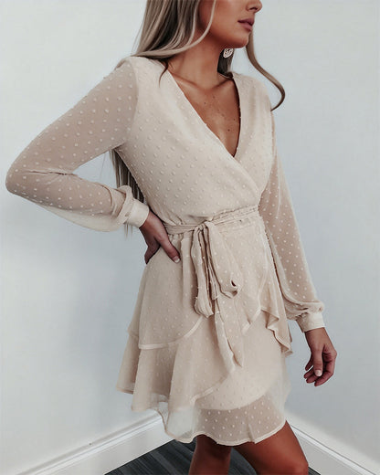 V-Neck Three-Dimensional Flower All-Match Dress