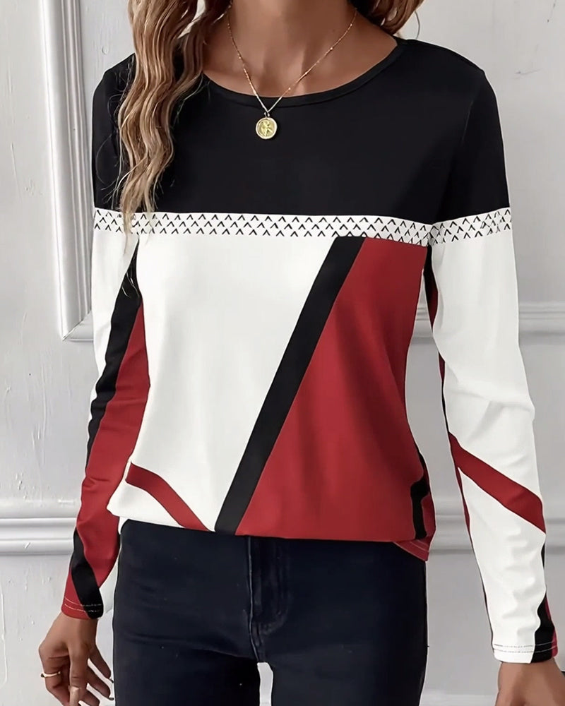 Casual Printed Crew Neck Long Sleeve T-Shirt