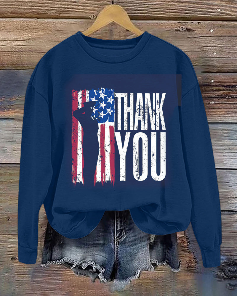 THANK YOU printed casual sweatshirt 2024 f/w sweatshirts Veterans Day