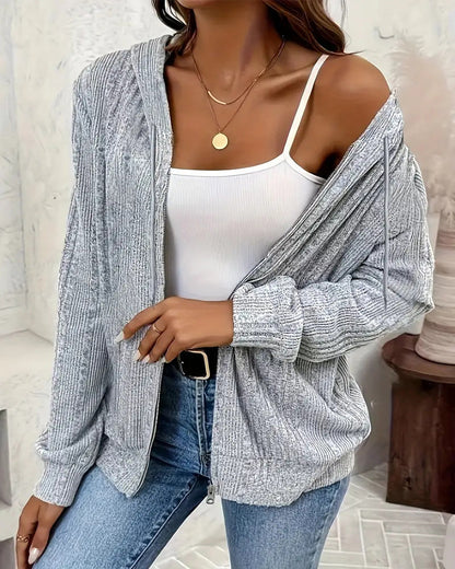 Casual Zip-Up Hooded Sweatshirt