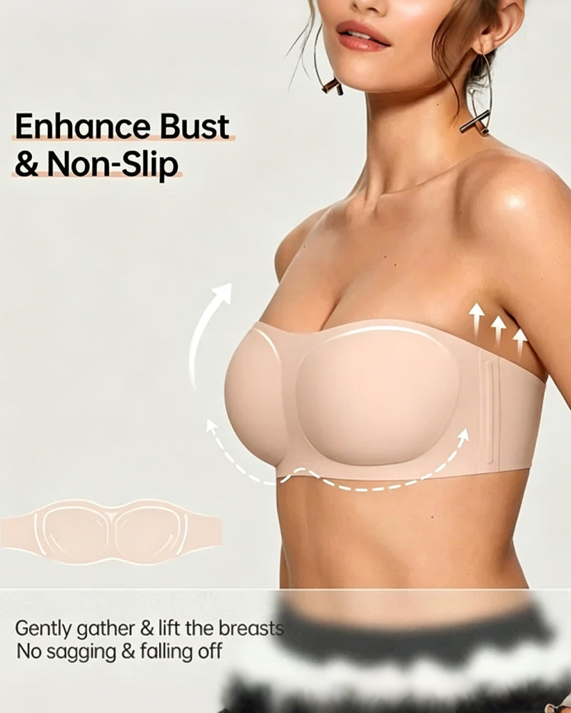 Strapless Solid Color Push-Up Bra