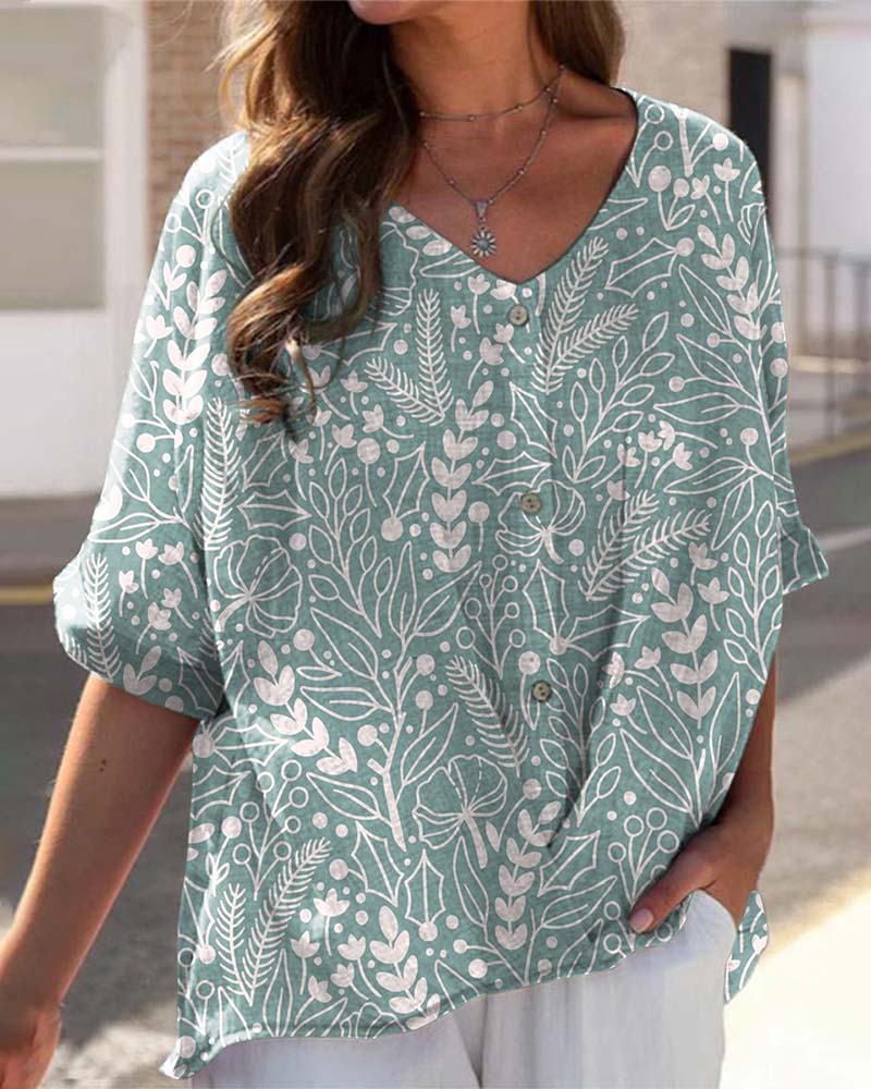 Branch print button-down top 202466 blouses & shirts spring summer